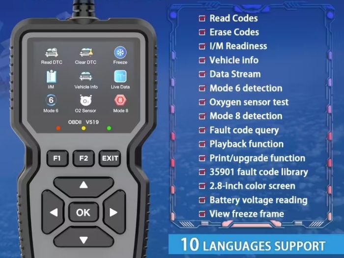Professional OBD2 Diagnostic Scanner Tool | USB Powered, Engine Fault Detector, Reader,