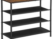Shoe Rack 4 Tier Shoe Rack Narrow 3 Tier Polyester Fabric Metal Frame Hallway Entrance Industrial Design Vintage Brown/Black