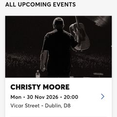 Christy Moore live at vicar street 1 seated ticket