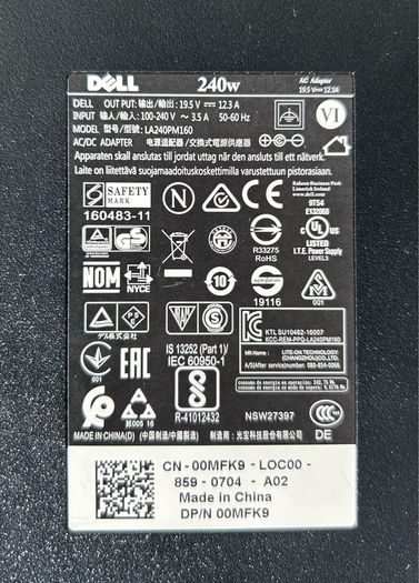 DELL K20A001 docking base + DELL 240W Power Supply