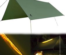 amping Tarp, Waterproof Hammock Tarp Rain Fly Lightweight Tent Tarp Shelter With LED Light for Camping Hiking Backpacking Traveling
