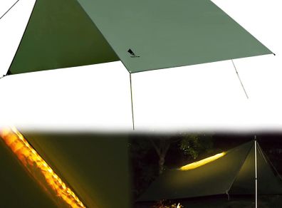 amping Tarp, Waterproof Hammock Tarp Rain Fly Lightweight Tent Tarp Shelter With LED Light for Camping Hiking Backpacking Traveling