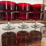 6 Vintage MCM Luminarc Cavalier Ruby Red with Smoked Glass Bowl Dessert Glasses Sherbet Cups French 1960 70s Image 10