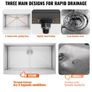 Farmhouse Kitchen Sink, 304 Stainless Steel Drop-In Sinks, Top Mount Single Bowl Basin with Ledge & Accessories, Household Dishwasher Sinks Image 4