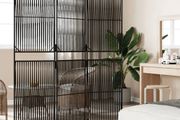Room Divider 3 Panels Black Poly Rattan