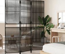 Room Divider 3 Panels Black Poly Rattan
