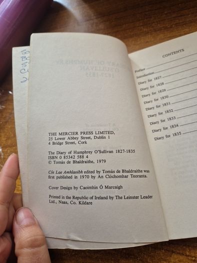 Vintage. The Diary of Humphrey O Sullivan 1827-1835. Irish Life. History. Translated from Irish.