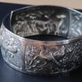 Vintage silver tone metal  repousse cuff bracelet Image 4