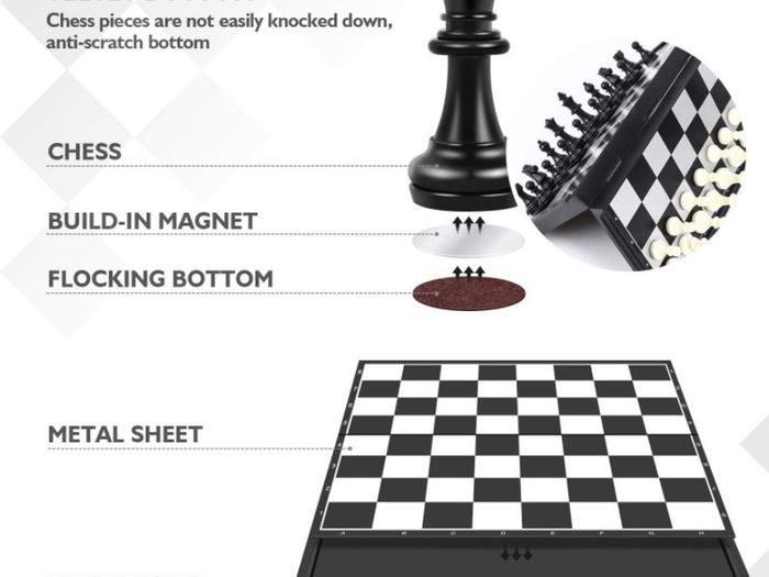 Chess Board Set Game -Travel Magnetic Chess Piece Set with Chess Folding/Portable Storage Board-Traditional Strategy Game for Kids/Children/Adults MULTIPLE COLOURS AVAILABLE, SEE PHOTOS (FREE POSTAGE)