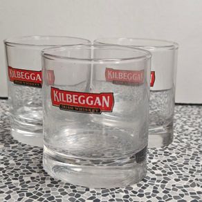 Set of 3 oval heavy Kilbeggan Irish Whiskey Tumblers