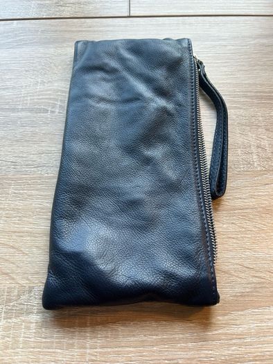 Leather Clutch Bag with Hand Strap
