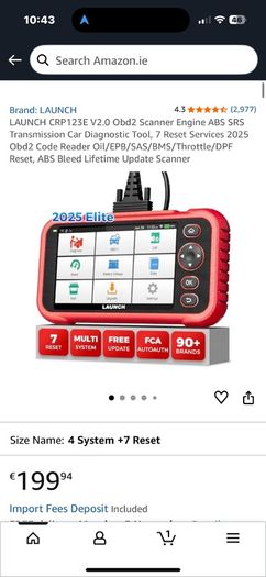 Launch 123x car diagnostics tool NEW 7 reset