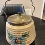 Bramley vintage ribbed biscuit barrel with  silver plated lid . Image 3
