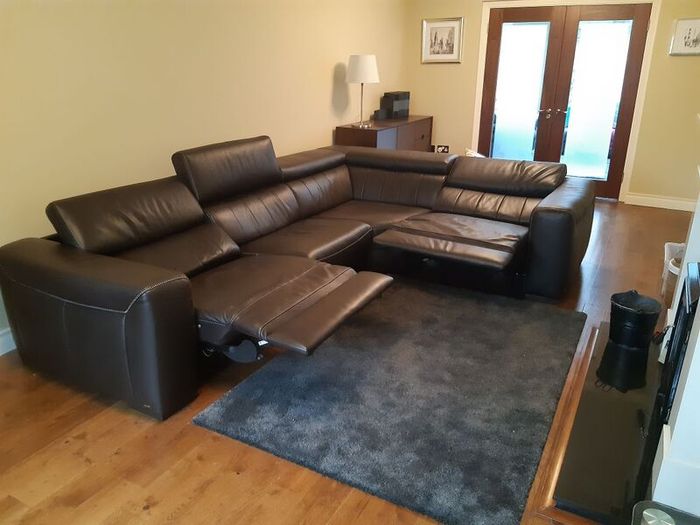 Leather Couch Corner Brown