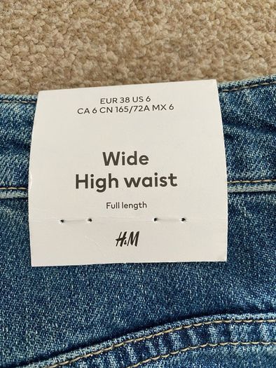 H&M ladies blue wide leg high waist jeans - Size UK 10 - NEW