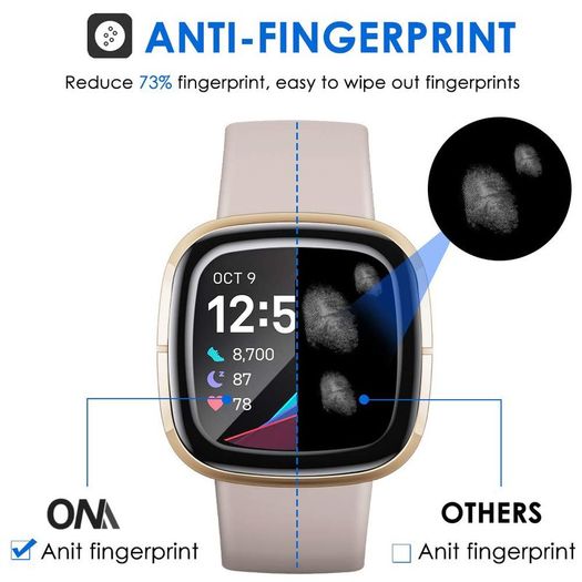 Screen Protector for Fitbit Versa 3 & Sense 3D Curved Edge Full Coverage Soft Protective Film for Fitbit Versa 3 (Not Glass)