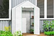 143 x 74cm Walk-In Greenhouse, with Shelves White