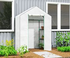 143 x 74cm Walk-In Greenhouse, with Shelves White