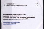 Does It Offend You, Yeah? "Weird Science" CDr Single Promo Plastic Sleeve