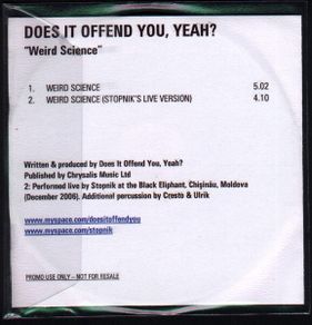 Does It Offend You, Yeah? "Weird Science" CDr Single Promo Plastic Sleeve