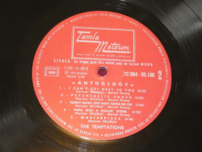 The Temptations Anthology 1974 Lp French Pressing Lp