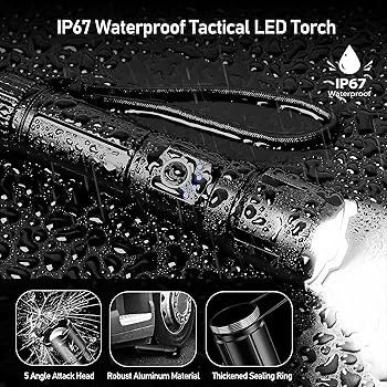 FREE SHIPPING LED Torch, 20000 Lumens Super Bright Torches Led - Adjustable Focus, 5000 mAh, IP67 Waterproof, Powerful Long Lasting Handheld Flashlight for Power Cuts, Camping, Hiking, Emergency