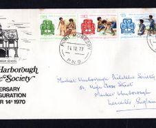 1977 Papua New Guinea 50th Anniversary of Girl Guides in Papua New Guinea Commemorative Stamps Addressed cover by Market Harborough Philatelic Society to commemorate the 7th Anniversary of the Inauguration with Port Moresby cancel