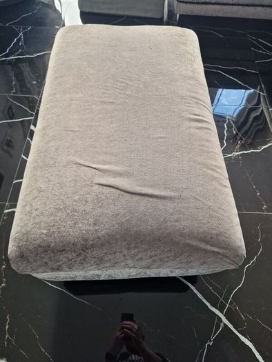 DFS Large Silver Grey L-Shaped Corner Sofa + Matching Footstool