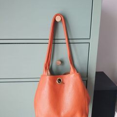 Orange Leather Handbag Similar To Tod's Handbag