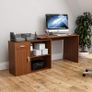 Longton Adjustable, L-Shaped Computer Desk with Shelves, Drawer and Door, Home Office PC/Laptop Table, Gaming Study Workstation, Furniture, Walnut Image 3