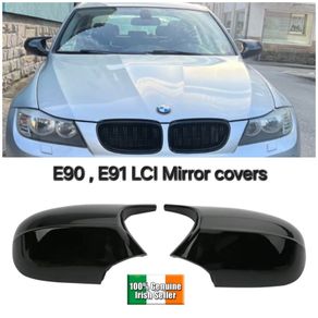 Gloss Black Wing Mirror Cover Cap For BMW E81 E87 E90 E91 E92 E93 LCI Facelift