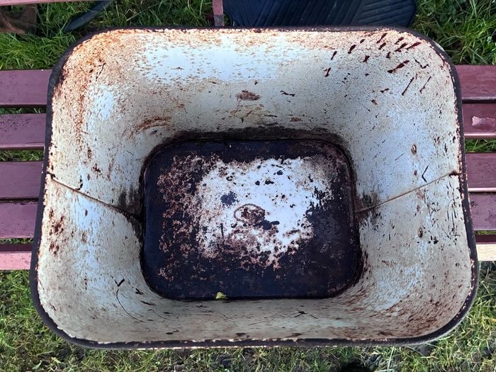 Vintage enamel bread bin