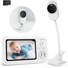 Baby Monitor with Clip and Stand for Bed, 1080P Baby Camera Surveillance Without WIFI, with 3.5 Inch IPS Screen, Two-Way Audio, Crying Detection, Night Vision, Lullabies, SD Card Included