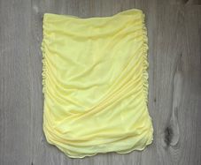Yellow Ruched Mesh Mini Skirt