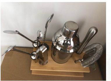 12 Pcs of Stainless Steel Cocktail Shaker Mixer Wood Wine Rack Shelf  750ml Bars Tools