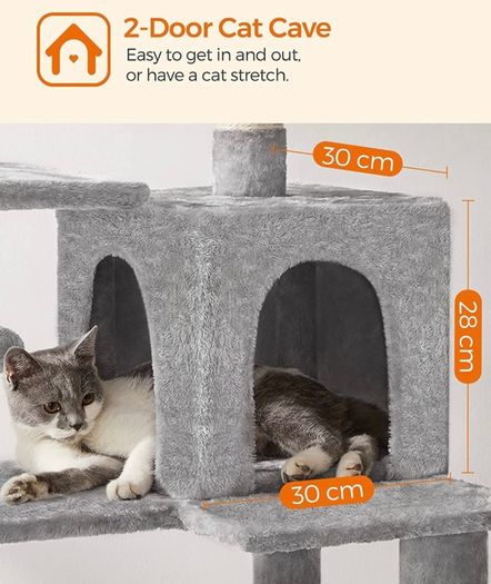 Cat Tree, Cat Condo with Hammock, 143 cm, Light Grey (FREE POSTAGE)