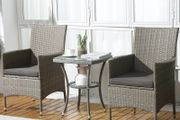 Garden Outdoor Rattan Furniture Bistro Set 3 PCs Patio Weave Companion Chair Table Set Conservatory, Light Grey (FREE SHIPPING)
