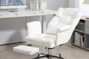 Ergonomic Office Chair, height-adjustable 48-56 cm, reclining backrest, footrest, White