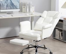 Ergonomic Office Chair, height-adjustable 48-56 cm, reclining backrest, footrest, White
