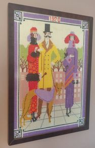 Vintage 1920s Art Deco Scene Needlepoint