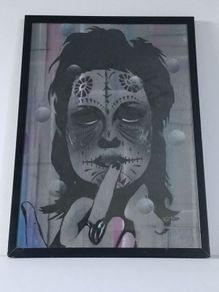 Original London based Graffiti street artist ; Gee Street Art Energize Original . David Bowie type image . Very cool