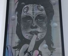 Original London based Graffiti street artist ; Gee Street Art Energize Original . David Bowie type image . Very cool