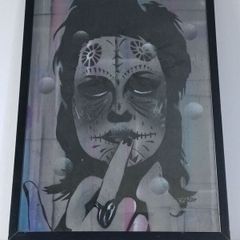 Original London based Graffiti street artist ; Gee Street Art Energize Original . David Bowie type image . Very cool