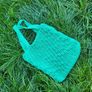 Handmade cotton crochet tote bag - green, shopping bag, woven bag Image 5