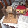Antique Belt Drive Pulley Maybe Watch Makers Tool or Lathe, The central wooden drum is designed to be driven by a flat leather belt Image 3