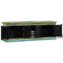 TV Cabinet Solid Mango Wood Blue Hand Painted Image 6