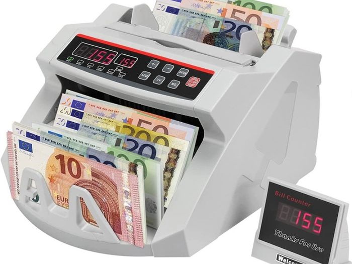 Money Bill Counter 1000 PCS/min 80W Currency Cash Counting Machine UV MG Counterfeit Detection with LED Display (FREE POSTAGE)