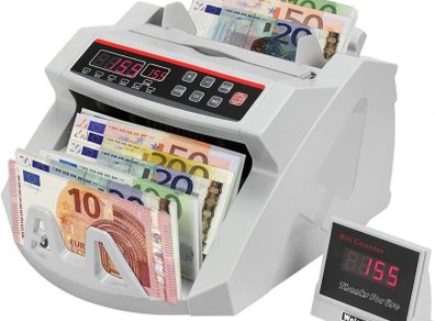 Money Bill Counter 1000 PCS/min 80W Currency Cash Counting Machine UV MG Counterfeit Detection with LED Display (FREE POSTAGE)