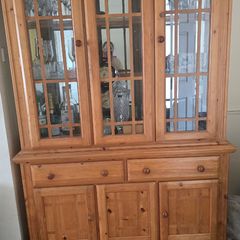 Wooden antique Display unit for show pieces, crystal and glasses