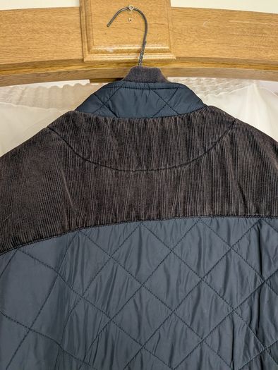 French Connection Mens Navy Quilted Jacket Size M Corduroy Elbow Patches FCUK